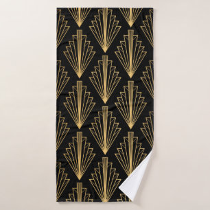 Seamless pattern black and gold background bath towel