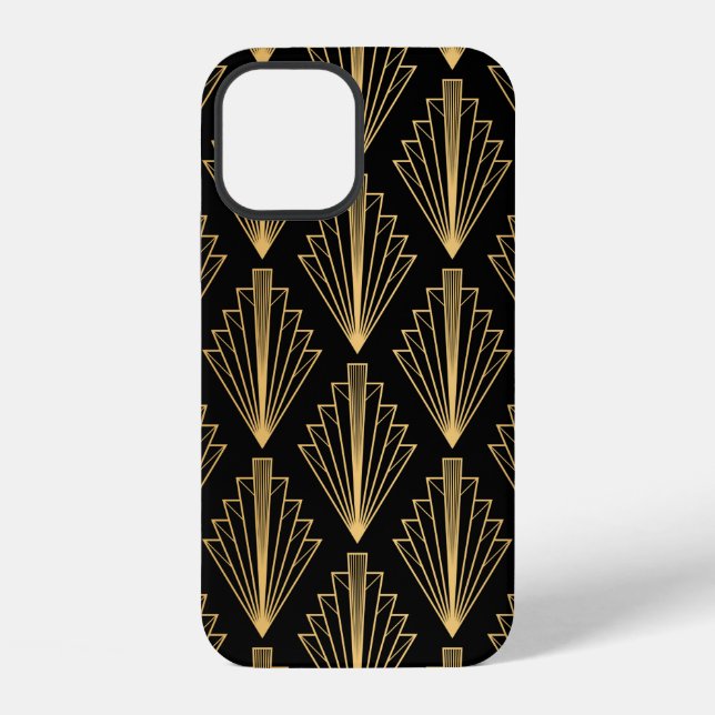 Seamless pattern black and gold background iPhone case (Back)