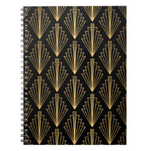 Seamless pattern black and gold background notebook