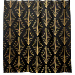 Seamless pattern black and gold background shower curtain