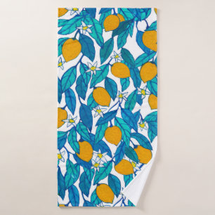 Seamless pattern. Blooming lemon. Flowers neroli.  Bath Towel