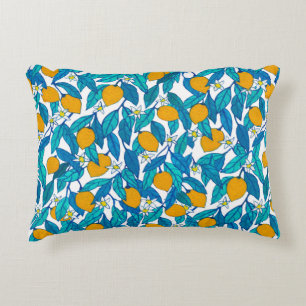 Seamless pattern. Blooming lemon. Flowers neroli. Decorative Cushion
