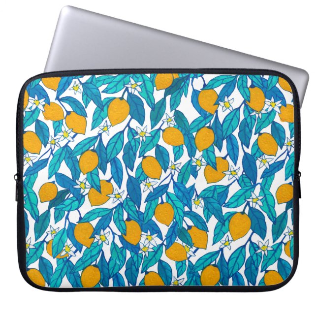 Seamless pattern. Blooming lemon. Flowers neroli.  Laptop Sleeve (Front)