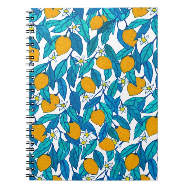 Seamless pattern. Blooming lemon. Flowers neroli.  Notebook (Front)