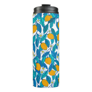 Seamless pattern. Blooming lemon. Flowers neroli.  Thermal Tumbler