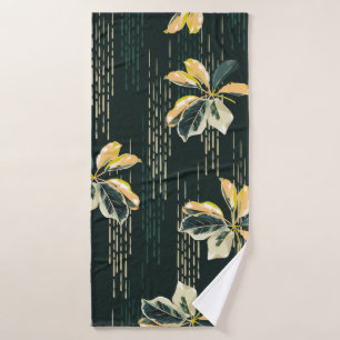 Seamless pattern Botanical VARIEGATED PLANTS, leav Bath Towel