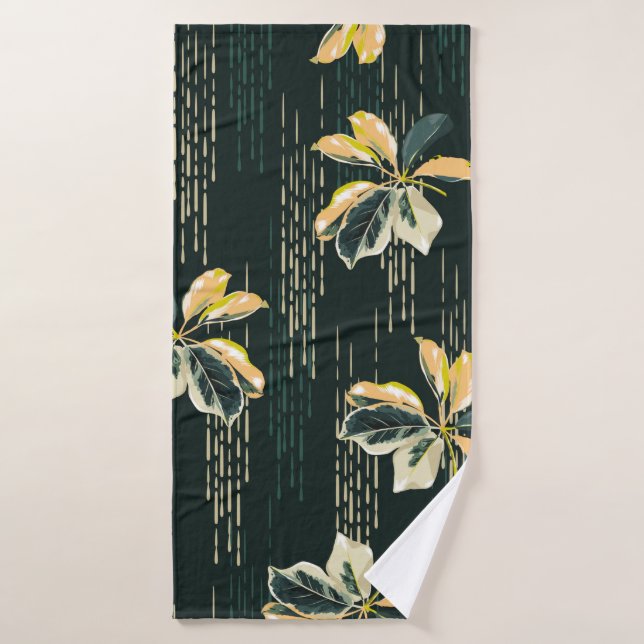 Seamless pattern Botanical VARIEGATED PLANTS, leav Bath Towel (Bath Towel)