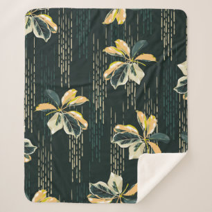 Seamless pattern Botanical VARIEGATED PLANTS, leav Sherpa Blanket