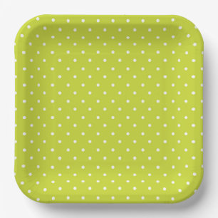 Seamless pattern bright lime polka dot pattern paper plate