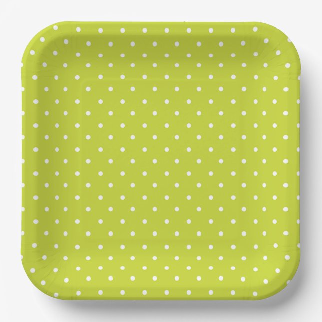 Seamless pattern  bright lime polka dot pattern paper plate (Front)
