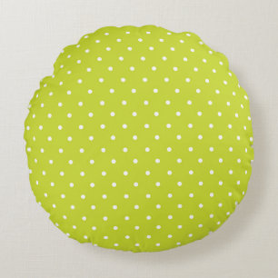 Seamless pattern  bright lime polka dot pattern round cushion