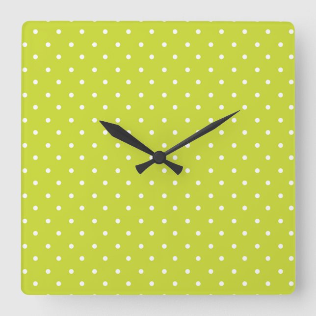 Seamless pattern  bright lime polka dot pattern square wall clock (Front)