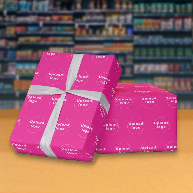 Seamless Pattern Business Logo Pink Wrapping Paper (Seamless pattern of your business logo on pink wrapping paper.)