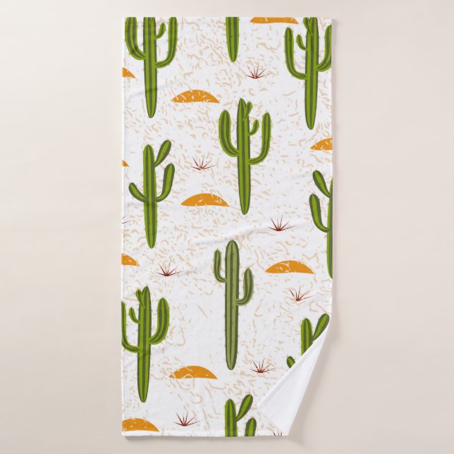 Seamless pattern, cactus, sand texture, Mexican st Bath Towel (Bath Towel)