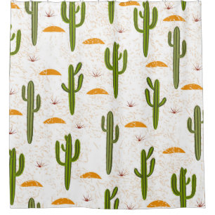 Seamless pattern, cactus, sand texture, Mexican st Shower Curtain