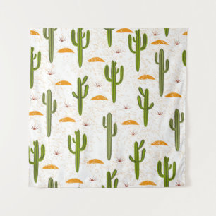 Seamless pattern, cactus, sand texture, Mexican st Tapestry