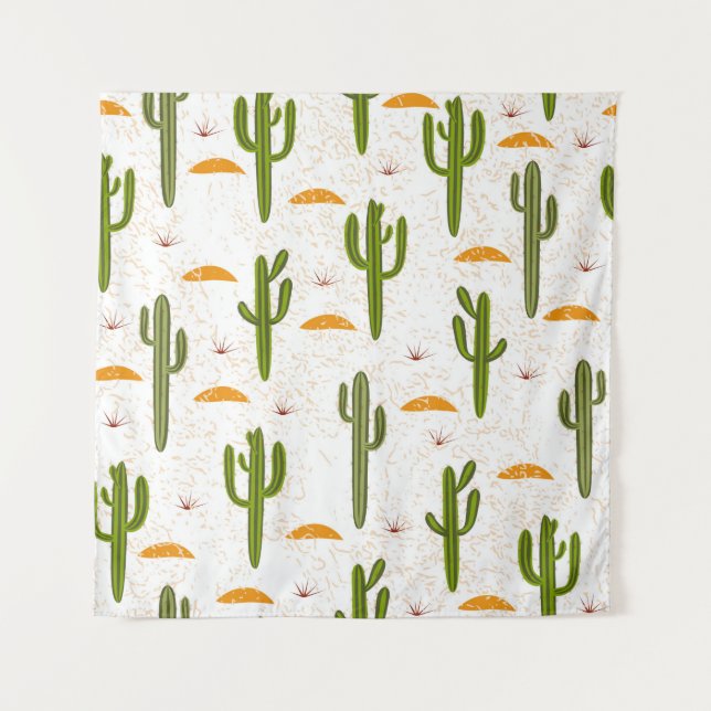 Seamless pattern, cactus, sand texture, Mexican st Tapestry (Front)