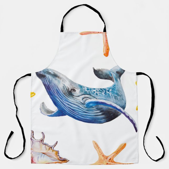 Seamless pattern Caribbean starfish Apron (Front)
