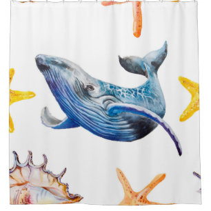 Seamless pattern Caribbean starfish Shower Curtain