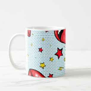 Seamless pattern cartoon comic super speech bubble coffee mug