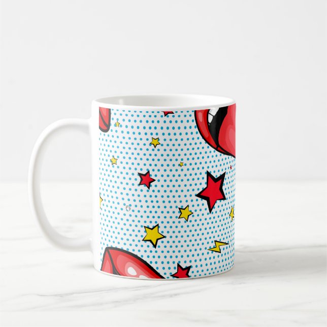 Seamless pattern cartoon comic super speech bubble coffee mug (Left)