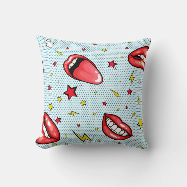 Seamless pattern cartoon comic super speech bubble cushion (Front)