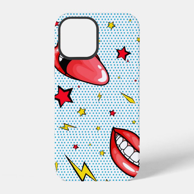 Seamless pattern cartoon comic super speech bubble iPhone case (Back)