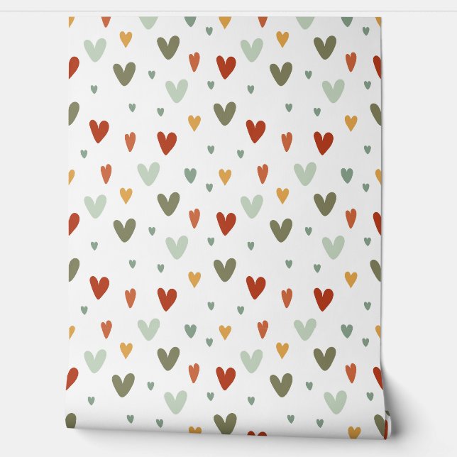 Seamless pattern colorful pastel hearts wallpaper (Unrolling)