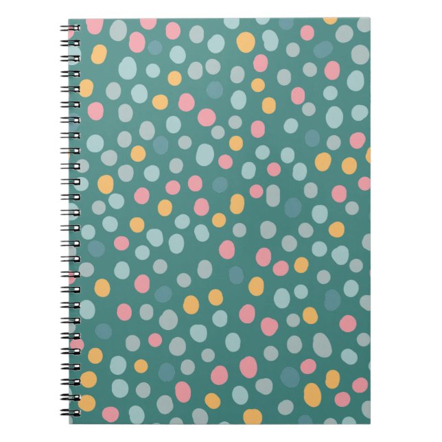 Seamless Pattern Colorful Polka Dots Notebook (Front)