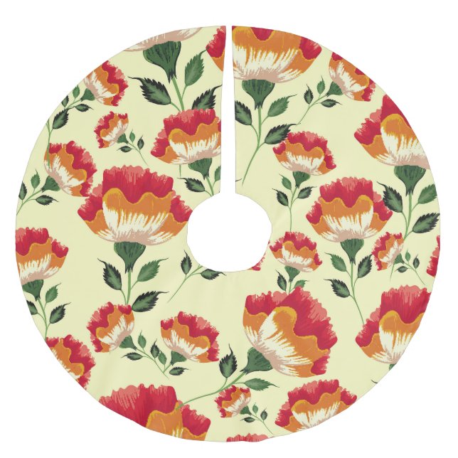 Seamless pattern, colourful flower decoration. brushed polyester tree skirt (Front)