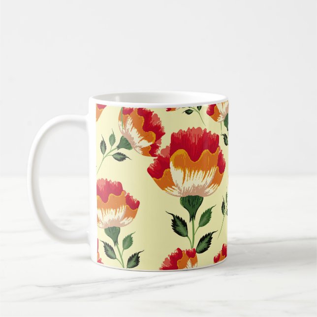 Seamless pattern, colourful flower decoration. coffee mug (Left)