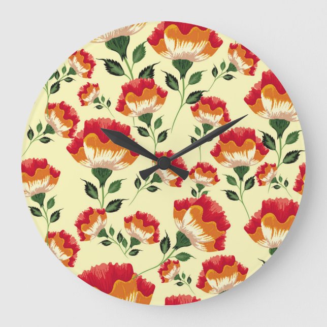 Seamless pattern, colourful flower decoration. large clock (Front)