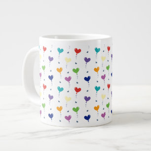 Seamless Pattern Colourful Heart Balloon Large Coffee Mug