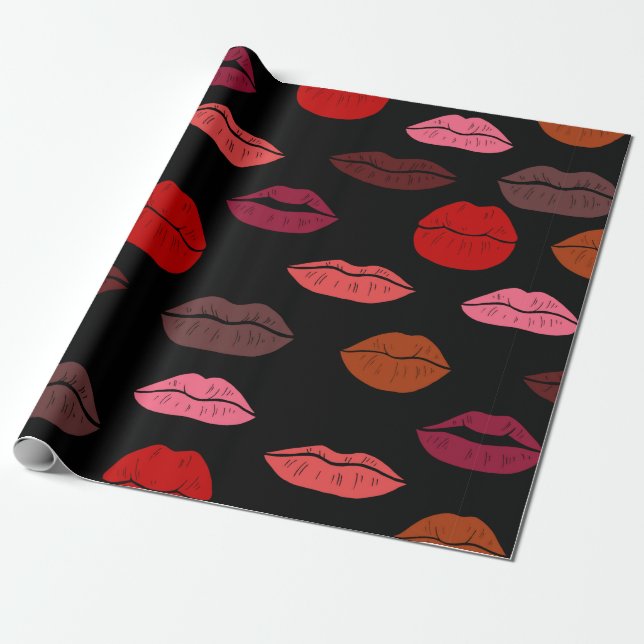Seamless pattern colourful lips wrapping paper (Unrolled)