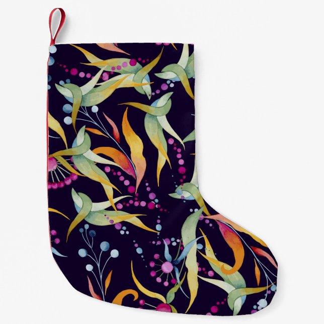 seamless pattern consisting of various plants, flo small christmas stocking (Front)
