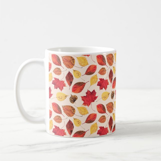Seamless pattern created from real isolated leaves coffee mug (Left)