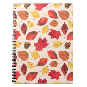 Seamless pattern created from real isolated leaves notebook