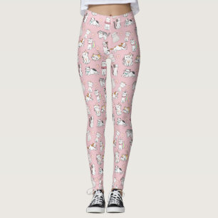 Seamless Pattern Cute Cartoon Kawaii Cats Leggings