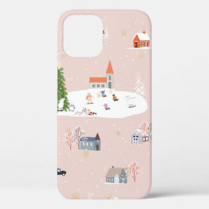 Seamless pattern Cute Christmas landscape in the t iPhone 12 Case