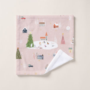 Seamless pattern Cute Christmas landscape in the t Wash Cloth