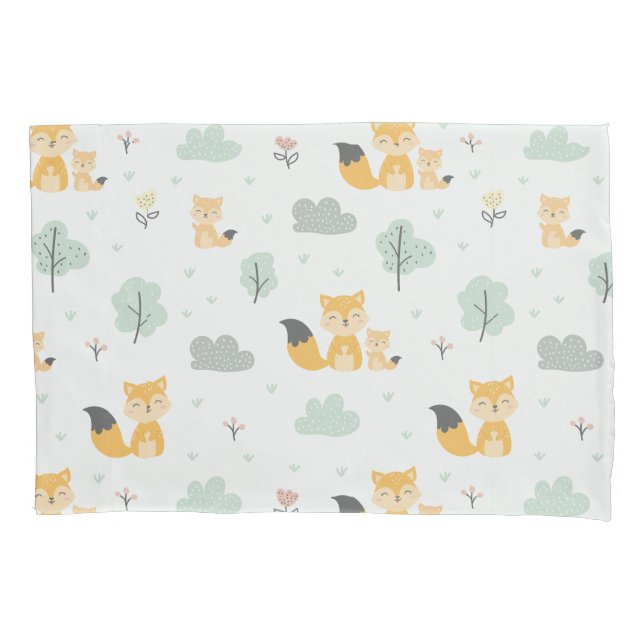 Seamless Pattern Cute Fox Pillowcase (Front)