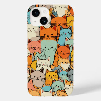 Seamless Pattern Cute Kawaii Cats Case-Mate iPhone 14 Case