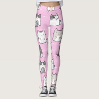 Seamless Pattern Cute Kawaii Cats heart line