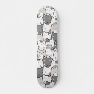 Seamless Pattern Cute Kawaii Cats Skateboard