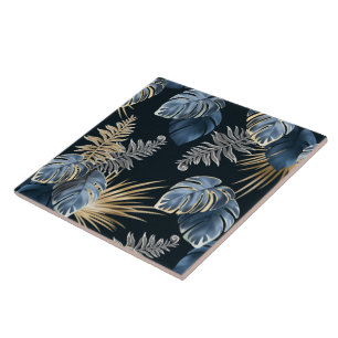 Seamless Pattern Dark Leaves Tropic Plants Tile