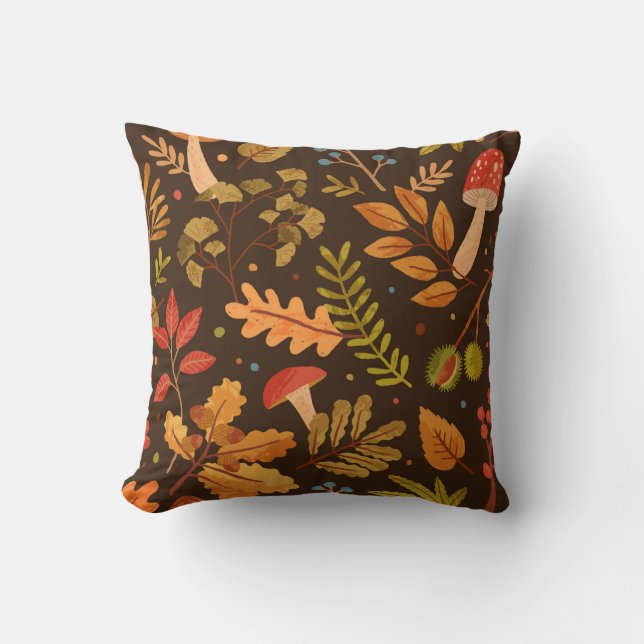 Seamless pattern decorated with autumn leaves, for cushion (Front)