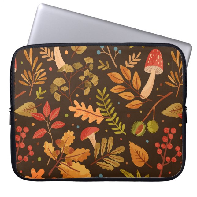 Seamless pattern decorated with autumn leaves, for laptop sleeve (Front)