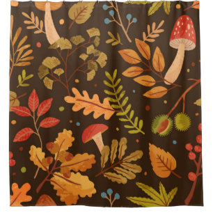 Seamless pattern decorated with autumn leaves, for shower curtain