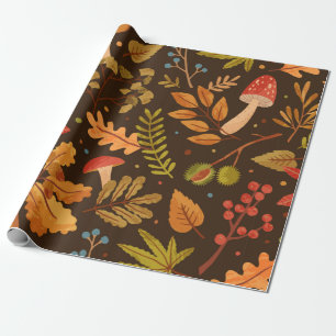 Seamless pattern decorated with autumn leaves, for wrapping paper