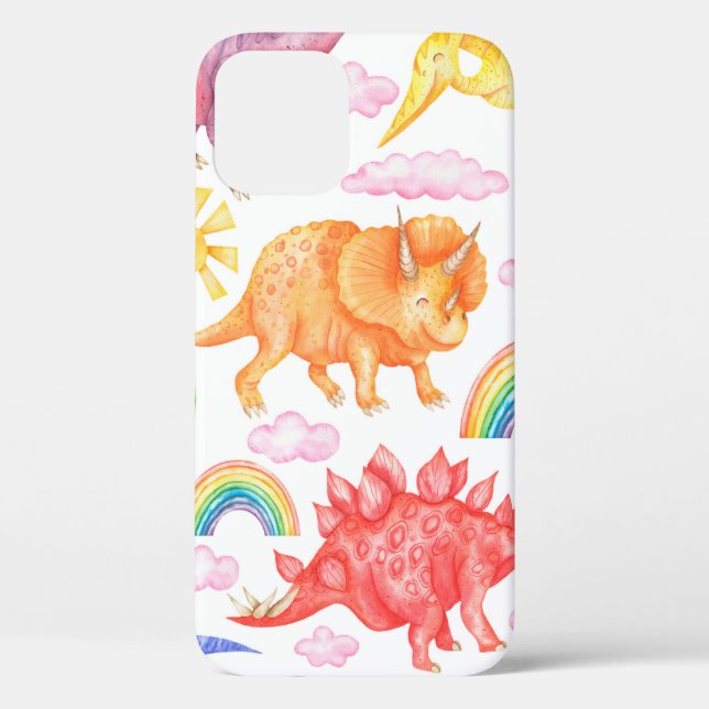 Seamless pattern depicting coloured dinosaurs, rai Case-Mate iPhone case (Back)